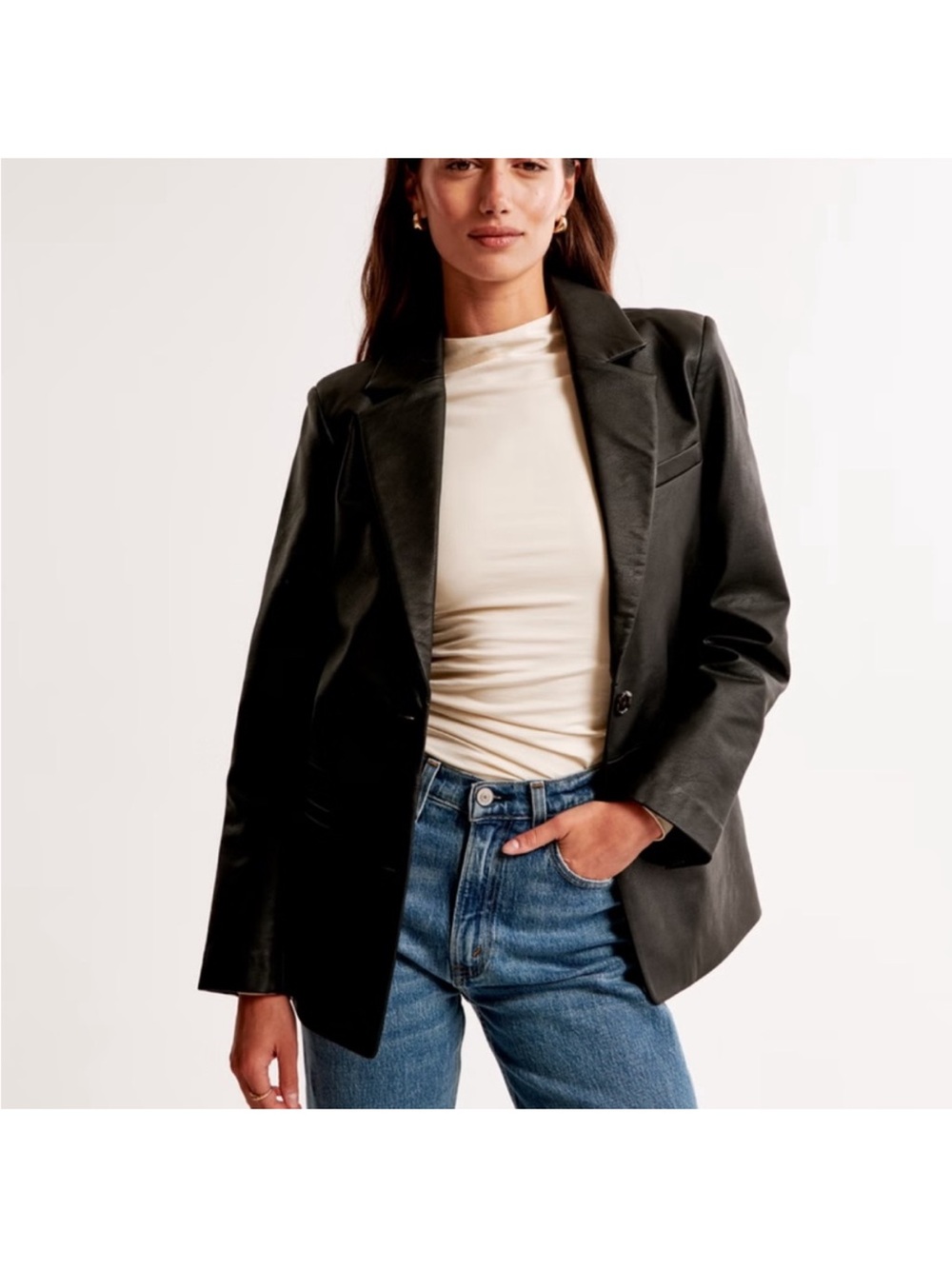 Light beige leather jacket blazer